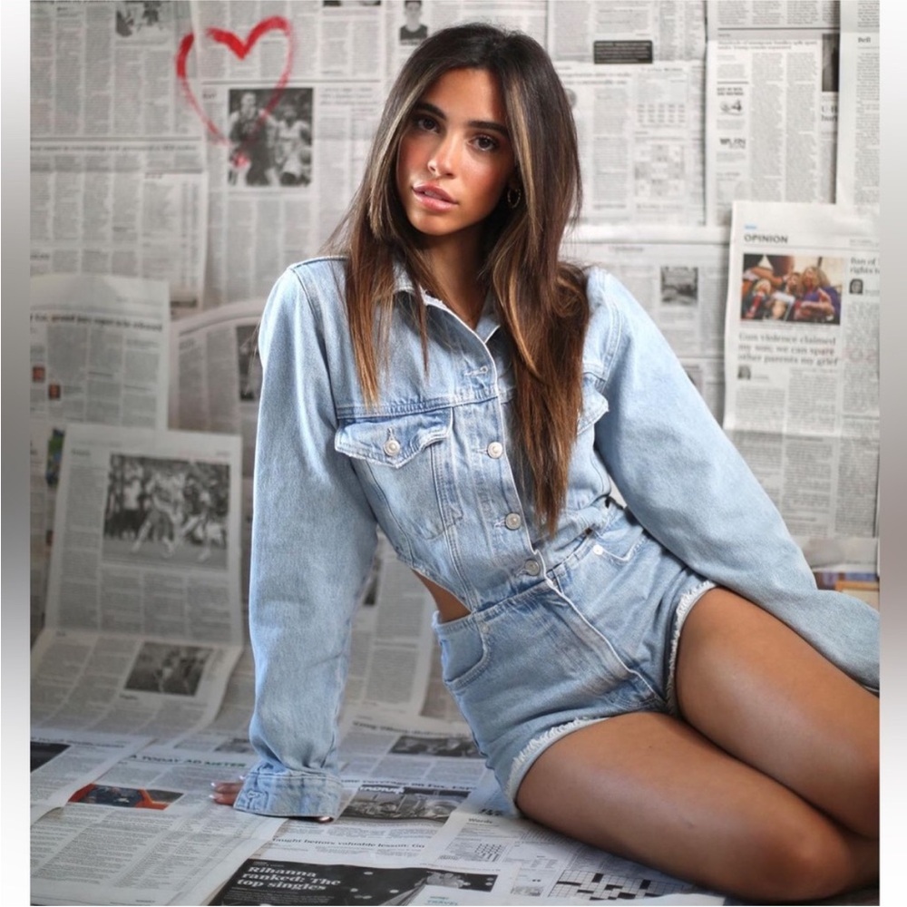 Zara Denim Cutout Jumpsuit. Size: Medium. Excellent condition